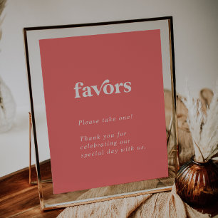 Poster Été rétro Faveurs de mariage rose chaud