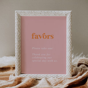 Poster Été rétro Faveurs de mariage rose et orange