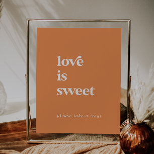 Poster Été rétro Orange Love is Sweet Mariage Sign