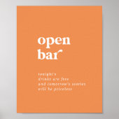 Poster Été rétro | Panneau Mariage orange à barre ouverte (Devant)