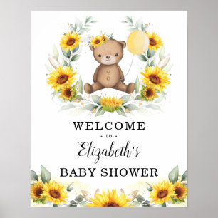 Poster Été Teddy Bear Sunflower Wreath Welcome Baby