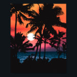 Poster Été Tropical Pink Orange Palm Trees coucher du sol<br><div class="desc">Ce design tropical et cool est parfait pour les mois chauds d'été. Il est doté d'un coucher de soleil de néon rose, orange et violet d'une silhouette de palmier noir et d'un soleil éclatant. C'est beau, magnifique et pittoresque ! ***REMARQUE IMPORTANTE DE CONCEPTION : Pour toute demande de conception personnalisée,...</div>