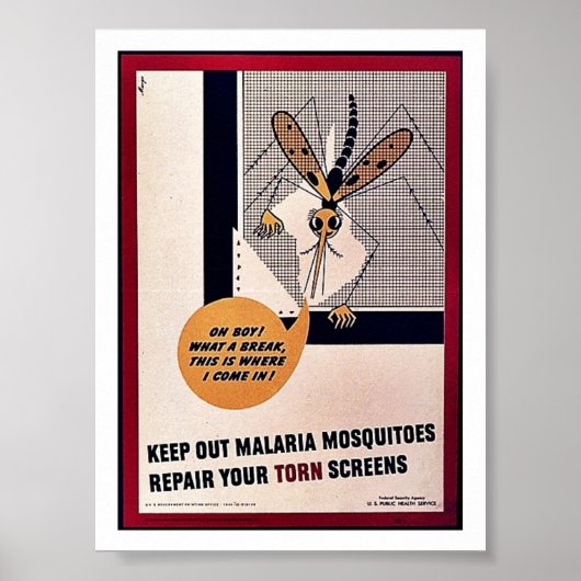 Poster Éteins les moustiques du paludisme Réparez votre é (Devant)