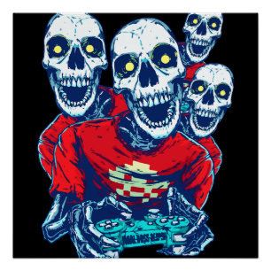 Poster Eternal Gaming Brotherhood : Le Red Gamer Skeleton