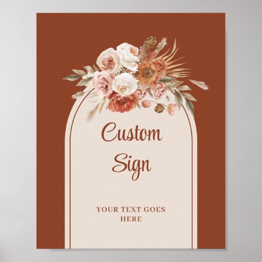 Poster Éternel Terracotta Pampas Sage Boho Floral Custom (Devant)