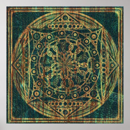 Poster Eternity Mandala Patiné Wood (Devant)