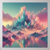 Poster Ethereal Crystal Mountains in Pastel Horizon (Devant)