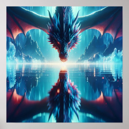 Poster Ethereal Dragon réflexion Ai Art (Devant)
