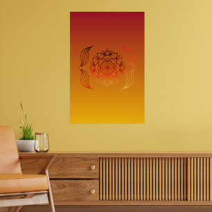 Poster Ethereal Embers - Rouge et Orange Floral Design