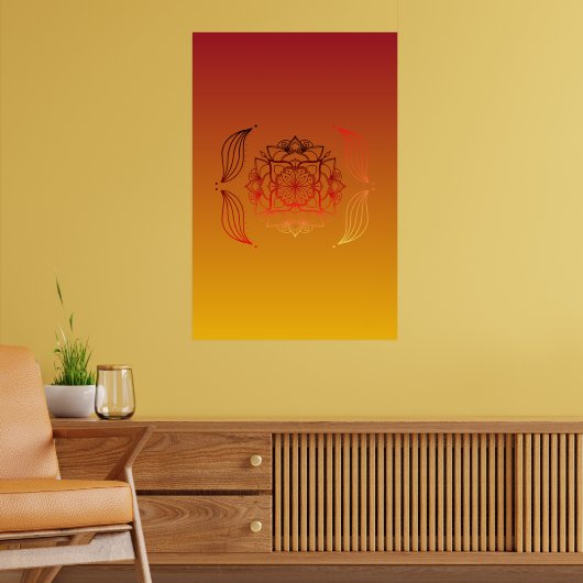 Poster Ethereal Embers - Rouge et Orange Floral Design (Salon 2)