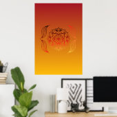 Poster Ethereal Embers - Rouge et Orange Floral Design (Bureau à domicile)