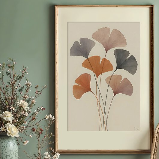 Poster Ethereal Ginkgo Feuille Aquarelle