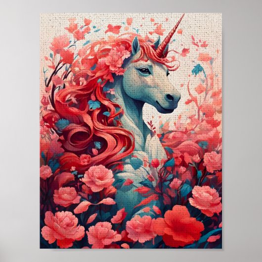 Poster Ethereal Pink Unicorn Dreamscape Fantasy Art (Devant)