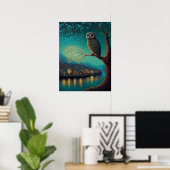 Poster Ethereal Pittoresque imprimé avec la chouet (Bureau à domicile)