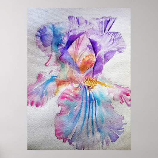 Poster Ethereal Purple Iris Floral Aquarelle (Devant)