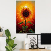 Poster Ethereal Sunset Sunflower Expressionist (Bureau à domicile)
