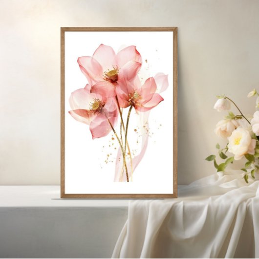 Poster Ethérée d'aquarelle rose Lotus