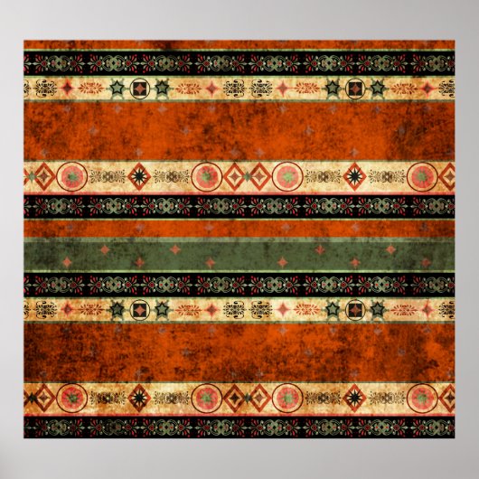 Poster Ethnic Boho Grunge, Motif coloré. (Devant)
