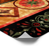 Poster Ethnic Boho Grunge, Motif coloré. (Coin)