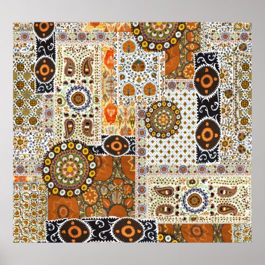 Poster Ethnic Digital Abstrait : Motif sans faille (Devant)