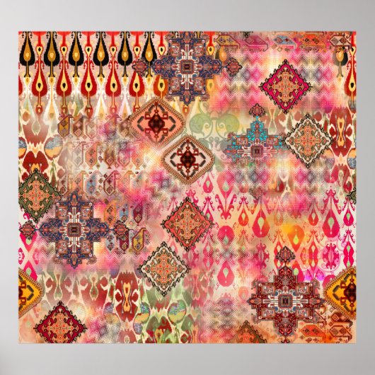 Poster Ethnic Digital Abstrait Motif sans fil (Devant)