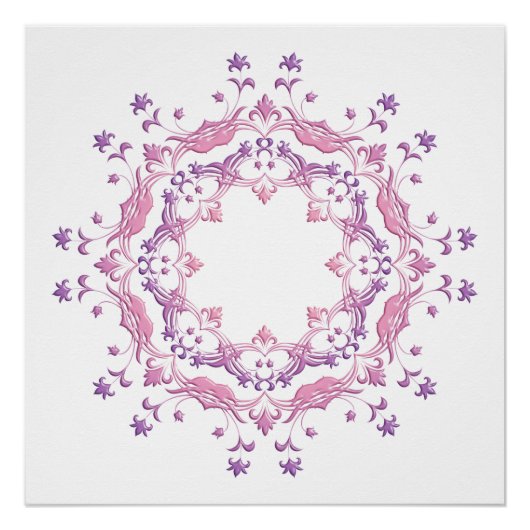 Poster Ethnic floral mandala. (Devant)