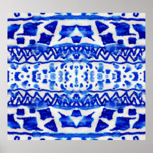 Poster Ethnic Indigo Arrow Native Motifs