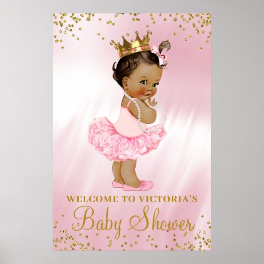 Poster Ethnic Princess Tutu Baby Shower Welcome Sign (Devant)