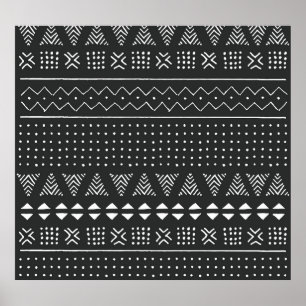 Poster Ethnie tribale : motif noir blanc.
