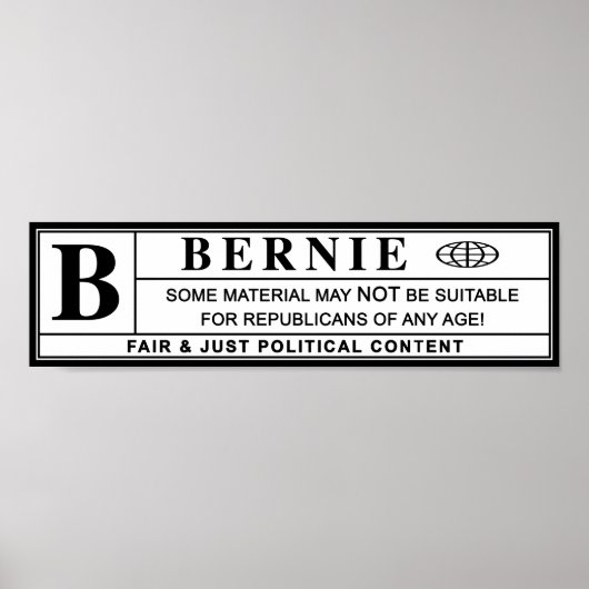 Poster Étiquette d'avertissement Bernie Sanders (Devant)
