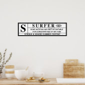 Poster étiquette d'avertissement de surfer (Cuisine)