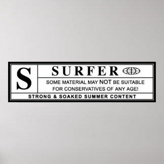 Poster étiquette d'avertissement de surfer