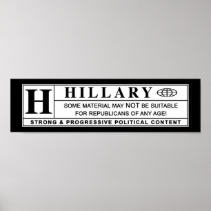 Poster Étiquette d'avertissement Hillary Clinton
