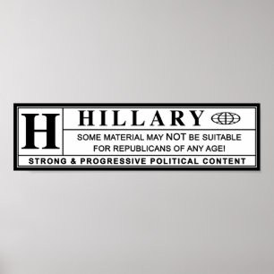 Poster Étiquette d'avertissement Hillary Clinton