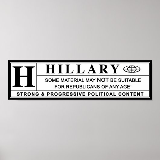 Poster Étiquette d'avertissement Hillary Clinton (Devant)