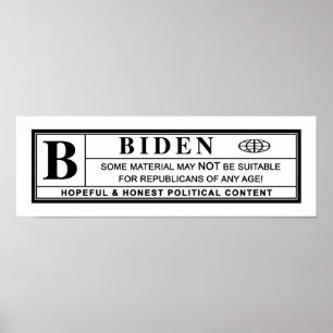 Poster Étiquette d'avertissement Joe Biden