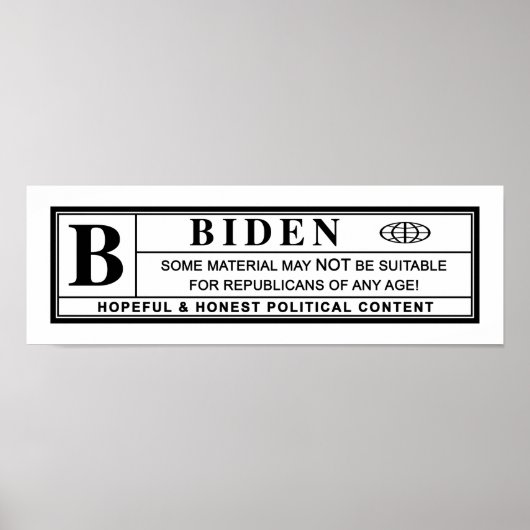 Poster Étiquette d'avertissement Joe Biden (Devant)