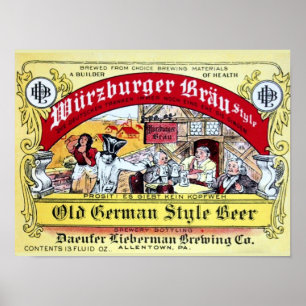 Poster Étiquette de bière Daeufer-Lieberman vintage 1935