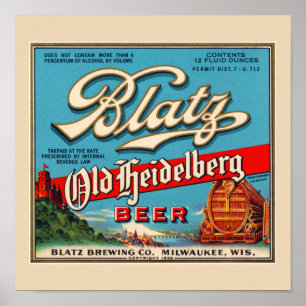 Poster Étiquette de bière vintage Blatz Old Heidelberg re