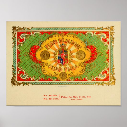 Poster Étiquette de boîte à cigares vintage (Devant)