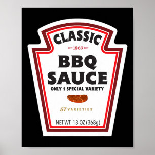Poster Étiquette de bouteille de sauce Clic Bbq drôle de