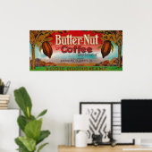 Poster Étiquette de café Butter NutOmaha, NE (Bureau à domicile)
