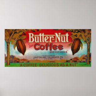 Poster Étiquette de café Butter NutOmaha, NE