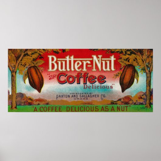 Poster Étiquette de café Butter NutOmaha, NE (Devant)