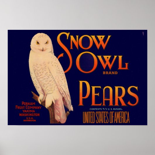 Poster étiquette de caisse de fruits de la marque Snow Ow (Devant)
