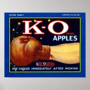Poster Étiquette de caisse de fruits de pommes de marque 