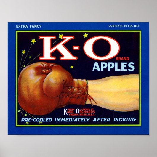 Poster Étiquette de caisse de fruits de pommes de marque (Devant)