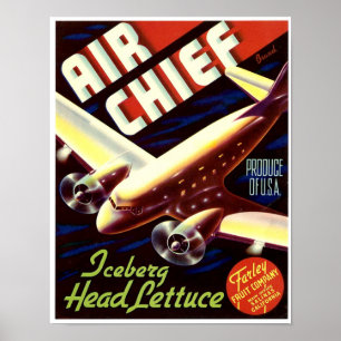 Poster étiquette de caisse de laitue iceberg de marque Ai