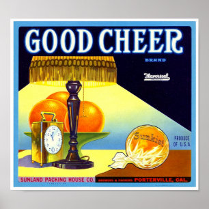 Poster Étiquette de caisse de marque Good Cheer Orange Li