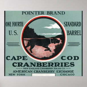 Poster Étiquette de canneberge de marque d'indicateur de